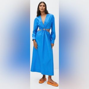 MANGO blue cut out dress NWT size 10